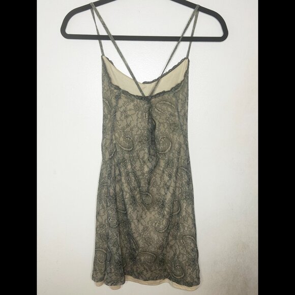 TRILOGY BY RAMPAGE Vintage 90s Green Lacy Spaghetti Strap Babydoll Dress Size S - Picture 3 of 4